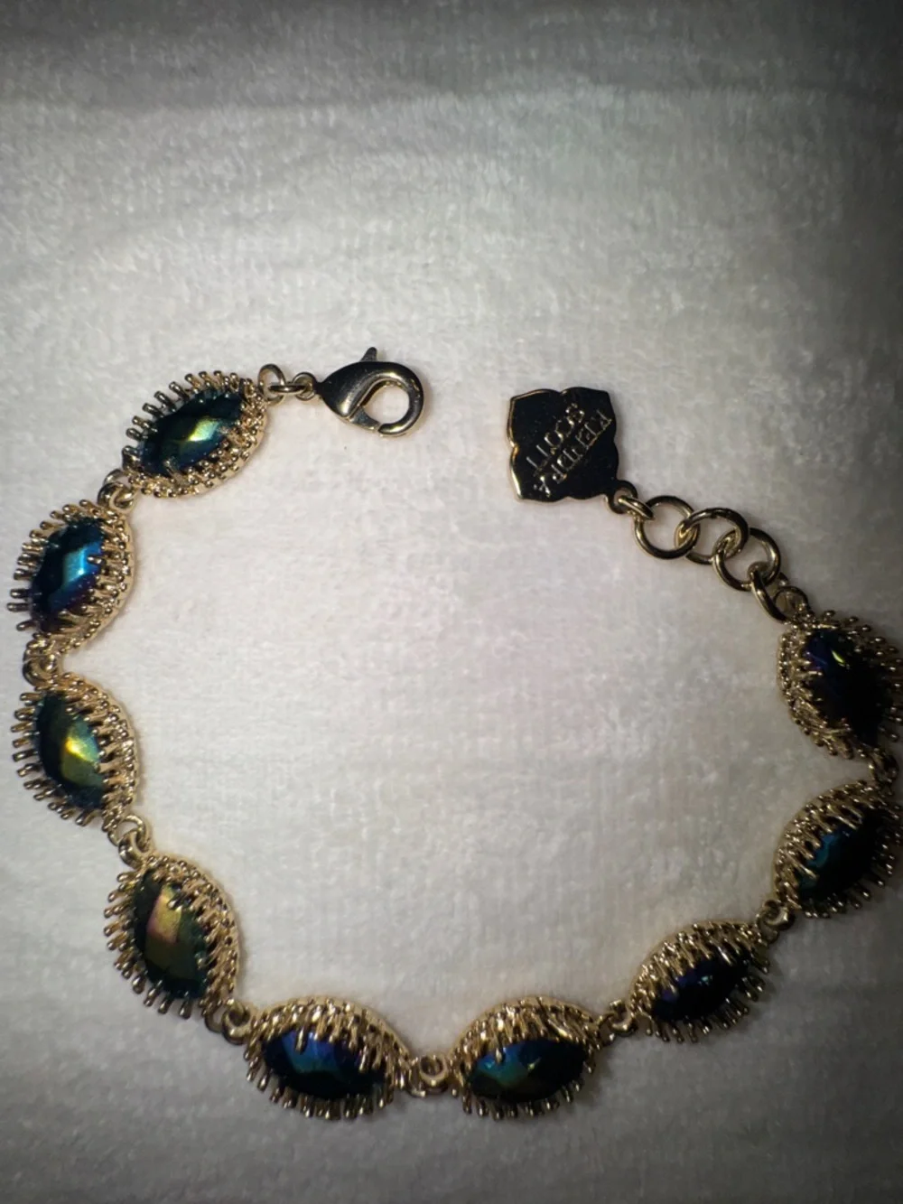 Kendra Scott Gold-Tone Bracelet with Iridescent Blue-Green Stones - Picture 2 of 5